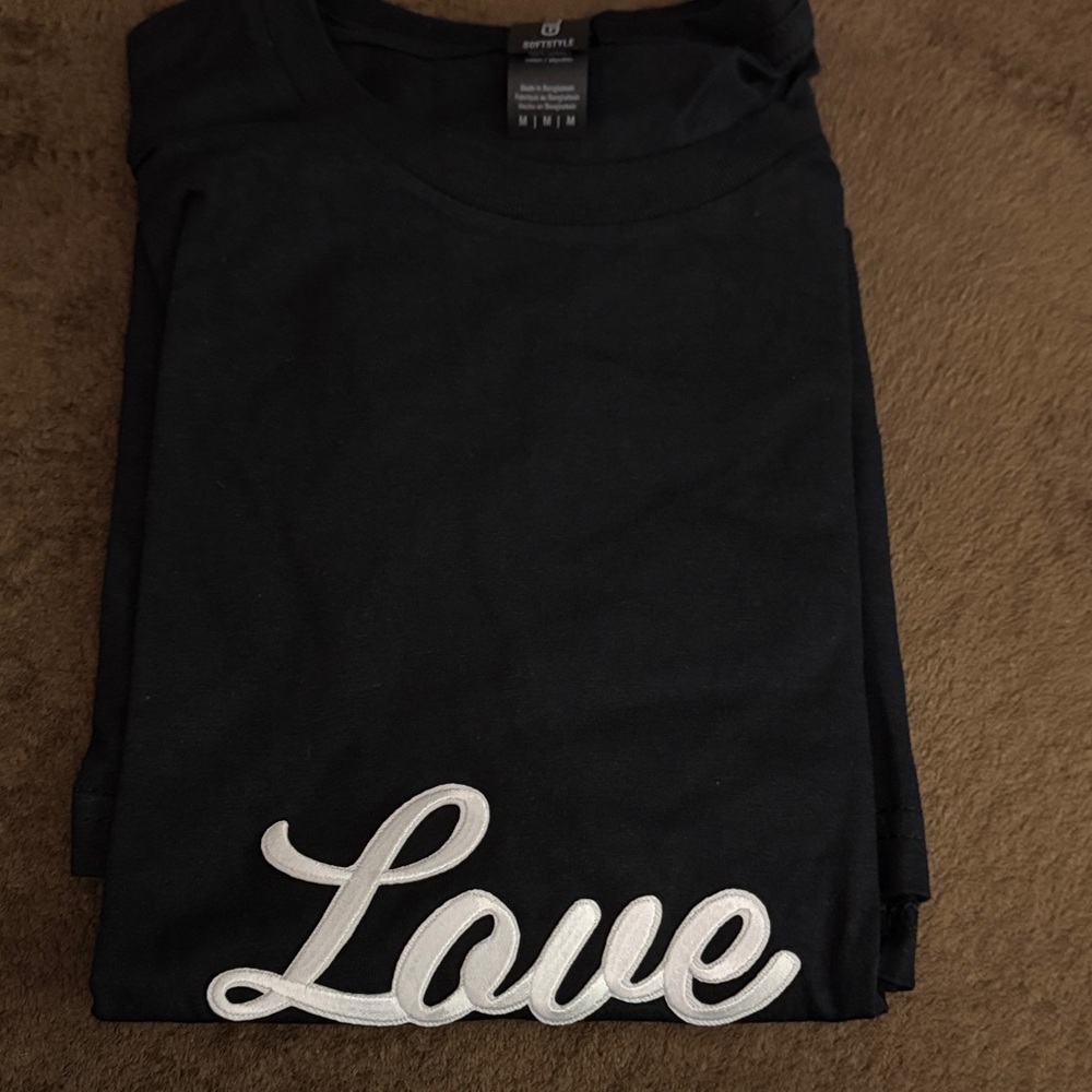 Black Tee with White 'Love' Design